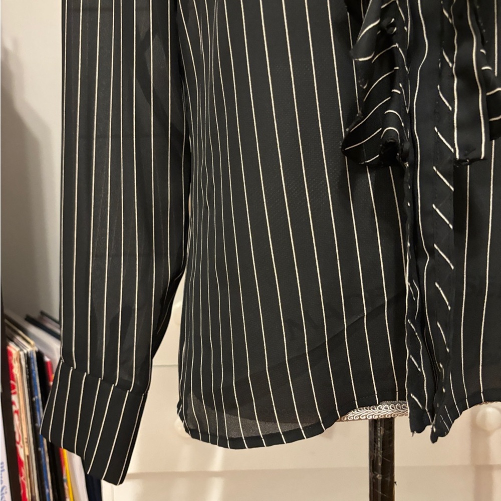 Black Striped Ruffle Blouse - Picture 3 of 4
